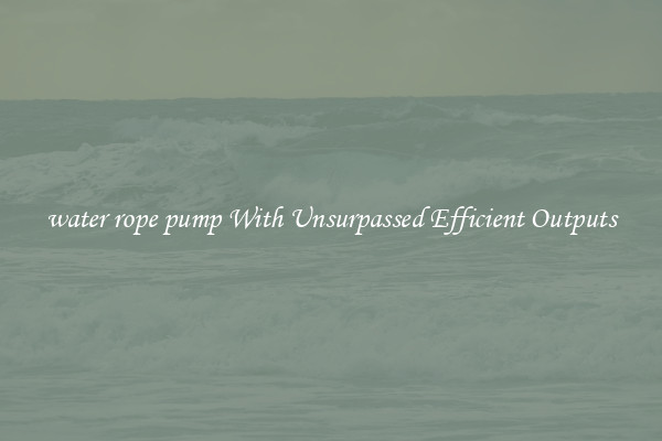 water rope pump With Unsurpassed Efficient Outputs